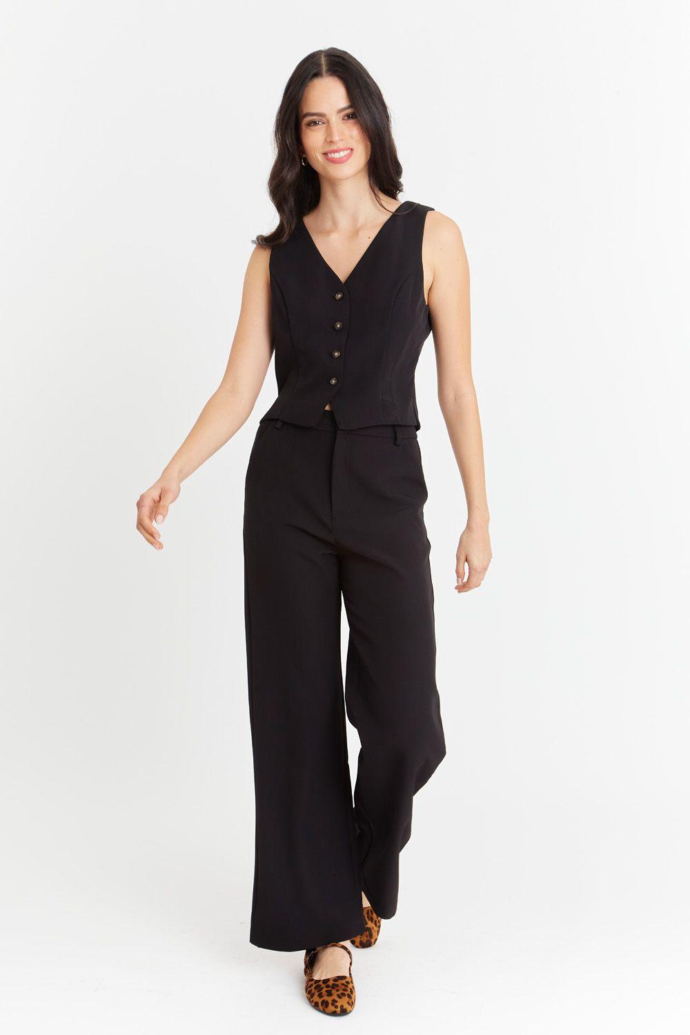 Gilet 4 Botones Negro Nicopoly-1