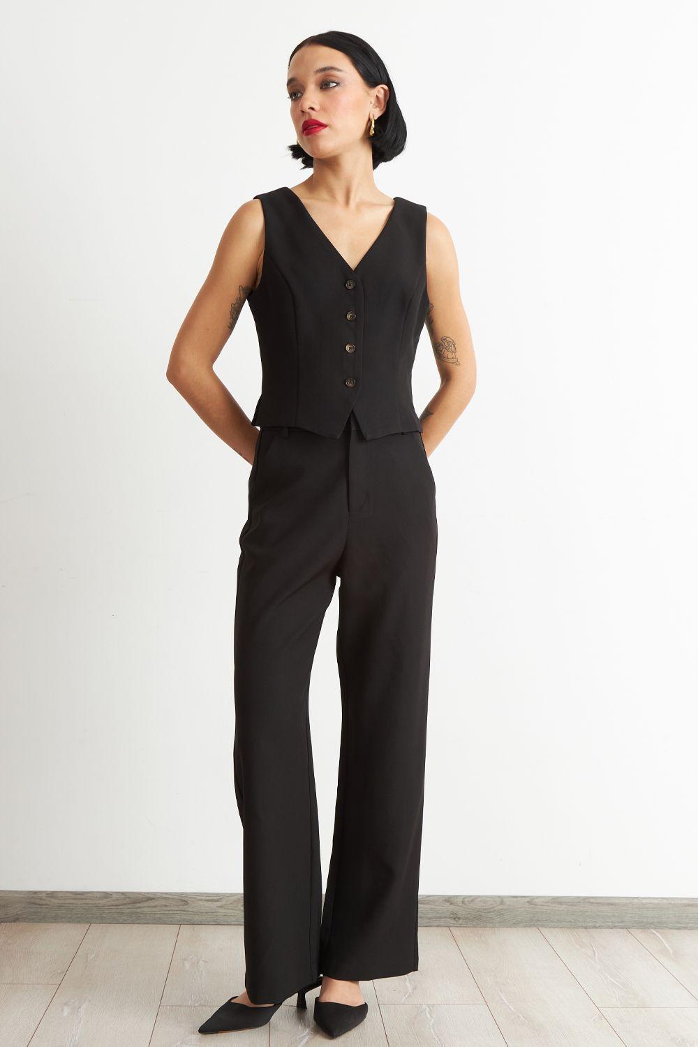 Gilet 4 Botones Negro Nicopoly-1