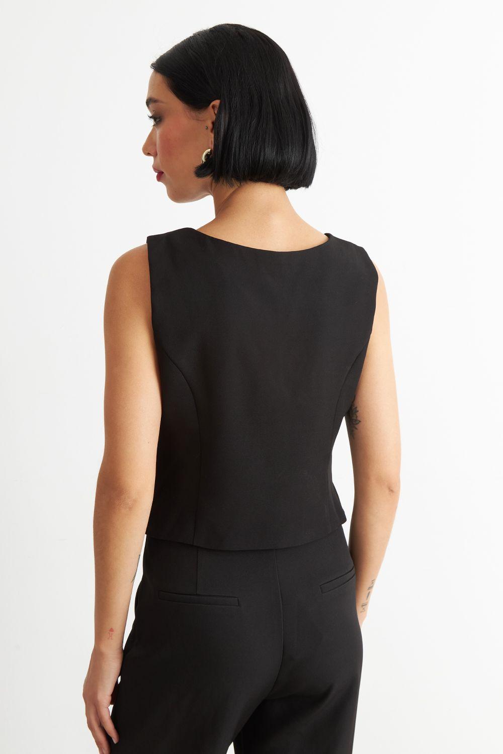 Gilet 4 Botones Negro Nicopoly-3