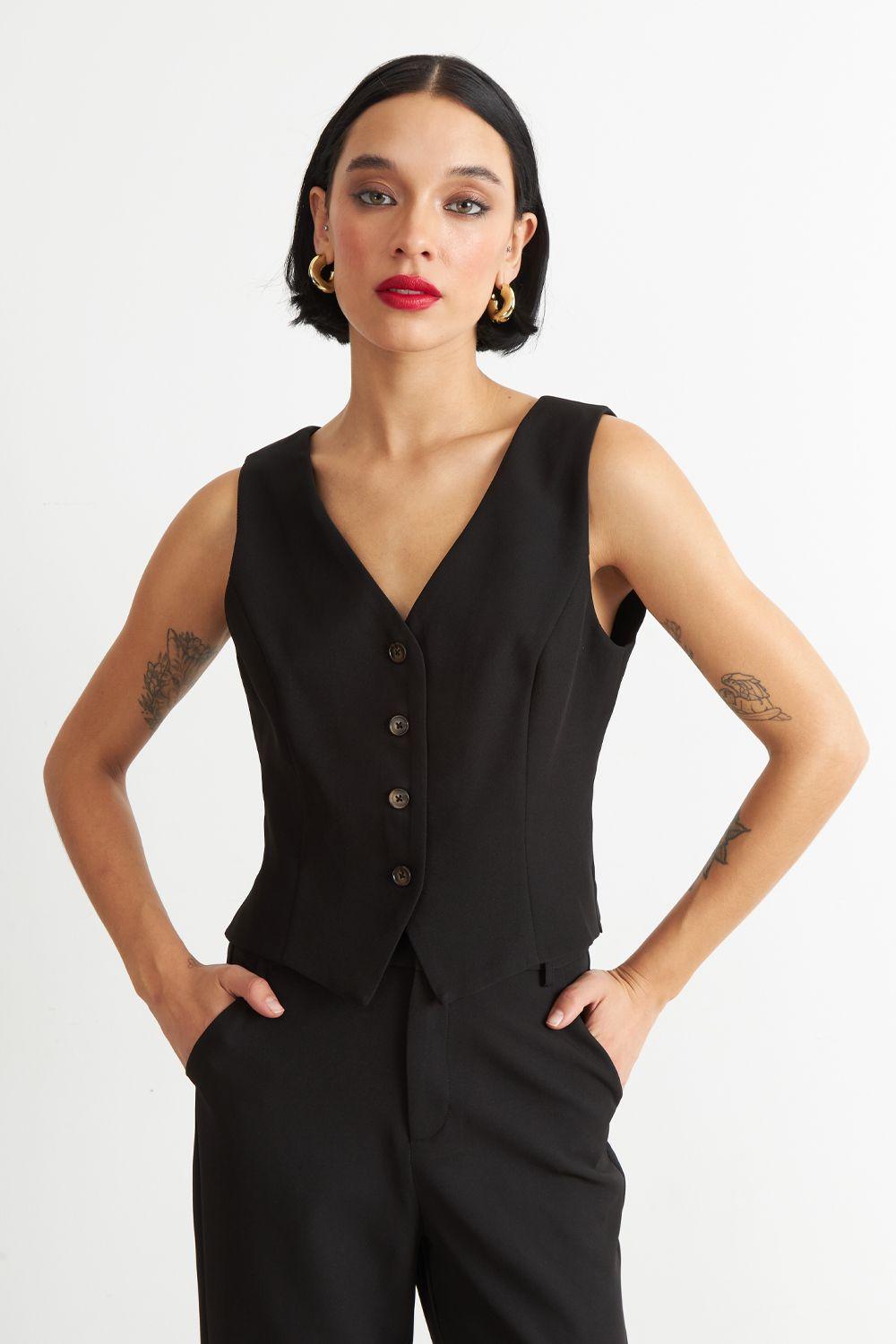 Gilet 4 Botones Negro Nicopoly-4