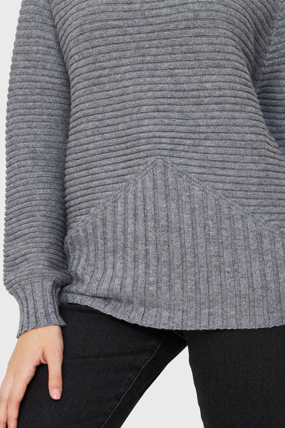 Sweater Cuello Tortuga Acanalado Gris Nicopoly-5