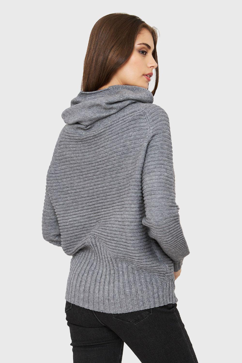 Sweater Cuello Tortuga Acanalado Gris Nicopoly-3