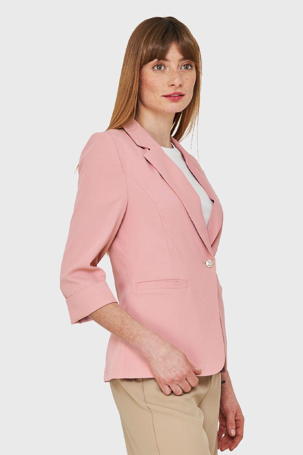 Blazer Entallado Manga 3/4 Rosado Nicopoly-2