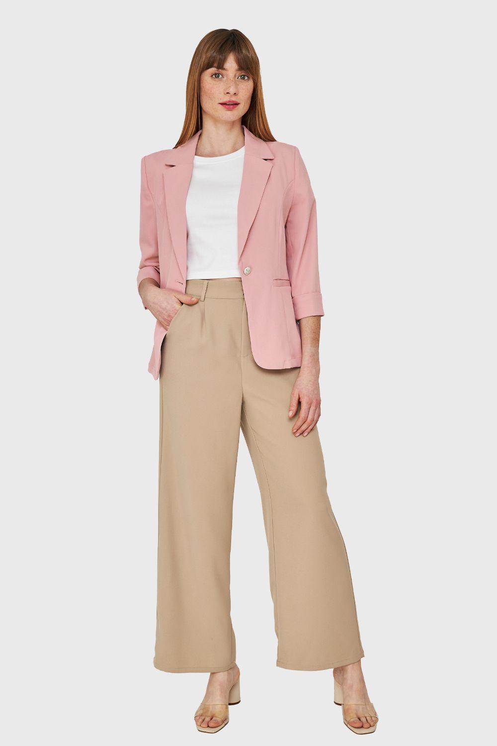 Blazer Entallado Manga 3/4 Rosado Nicopoly-1