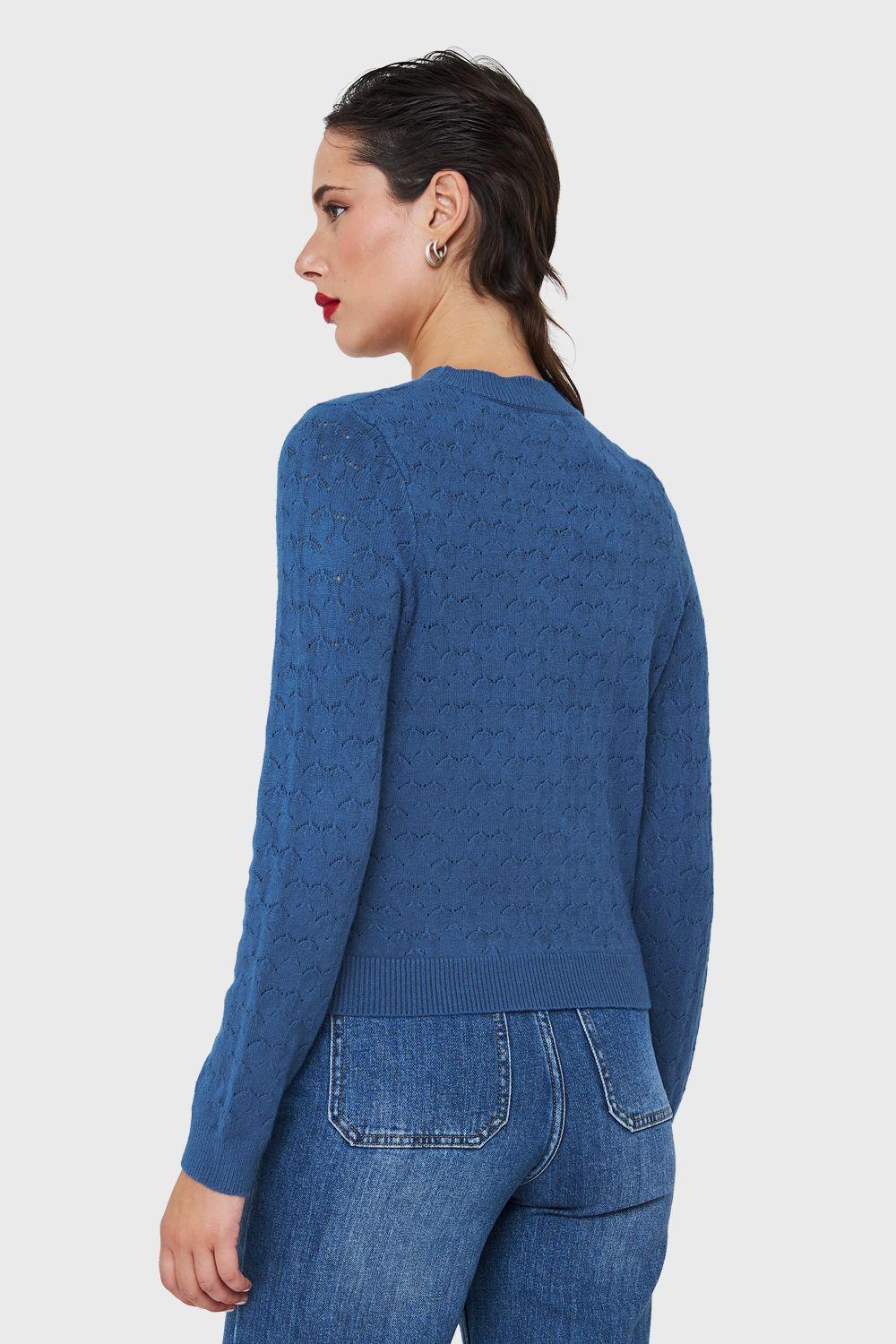 Sweater Básico Cuello Redondo Azul Índigo Nicopoly-3