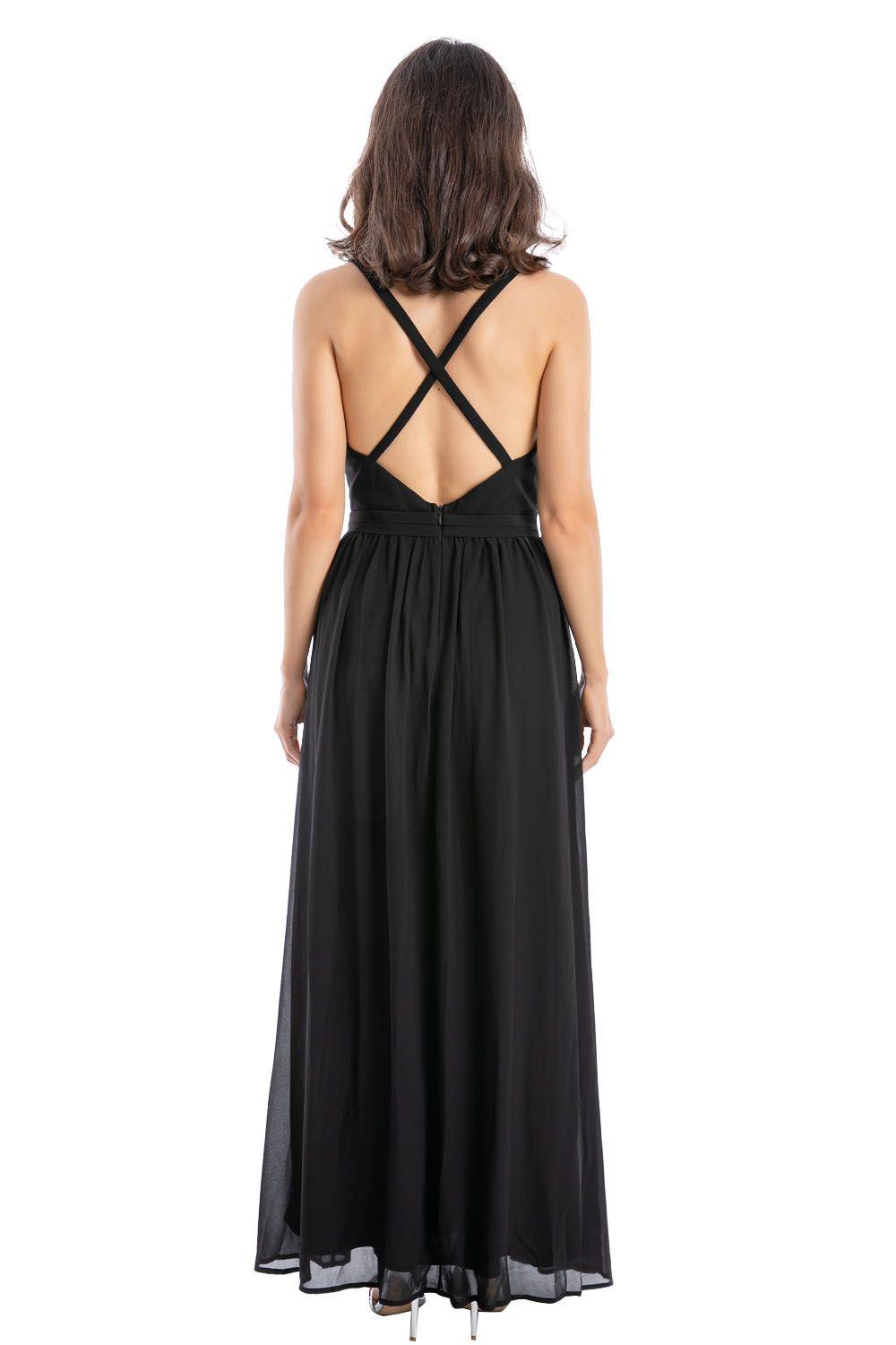 Vestido Fiesta Detalle Sesgo Negro Nicopoly-1
