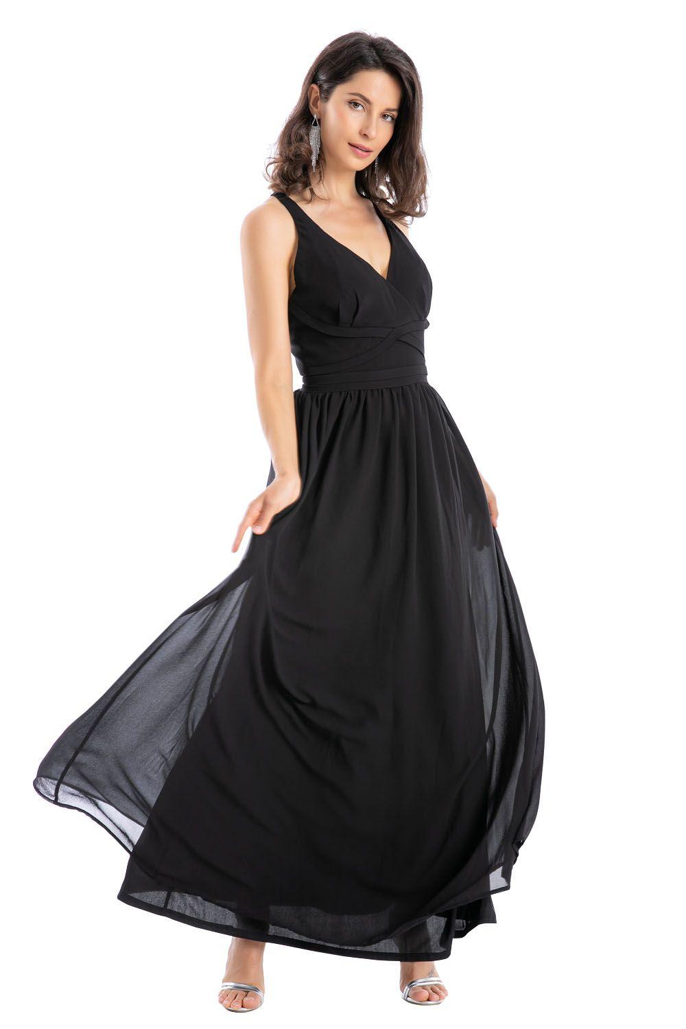 Vestido Fiesta Detalle Sesgo Negro Nicopoly-0