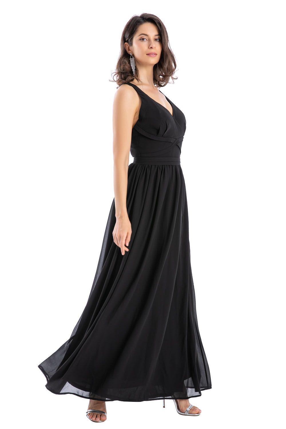 Vestido Fiesta Detalle Sesgo Negro Nicopoly-2