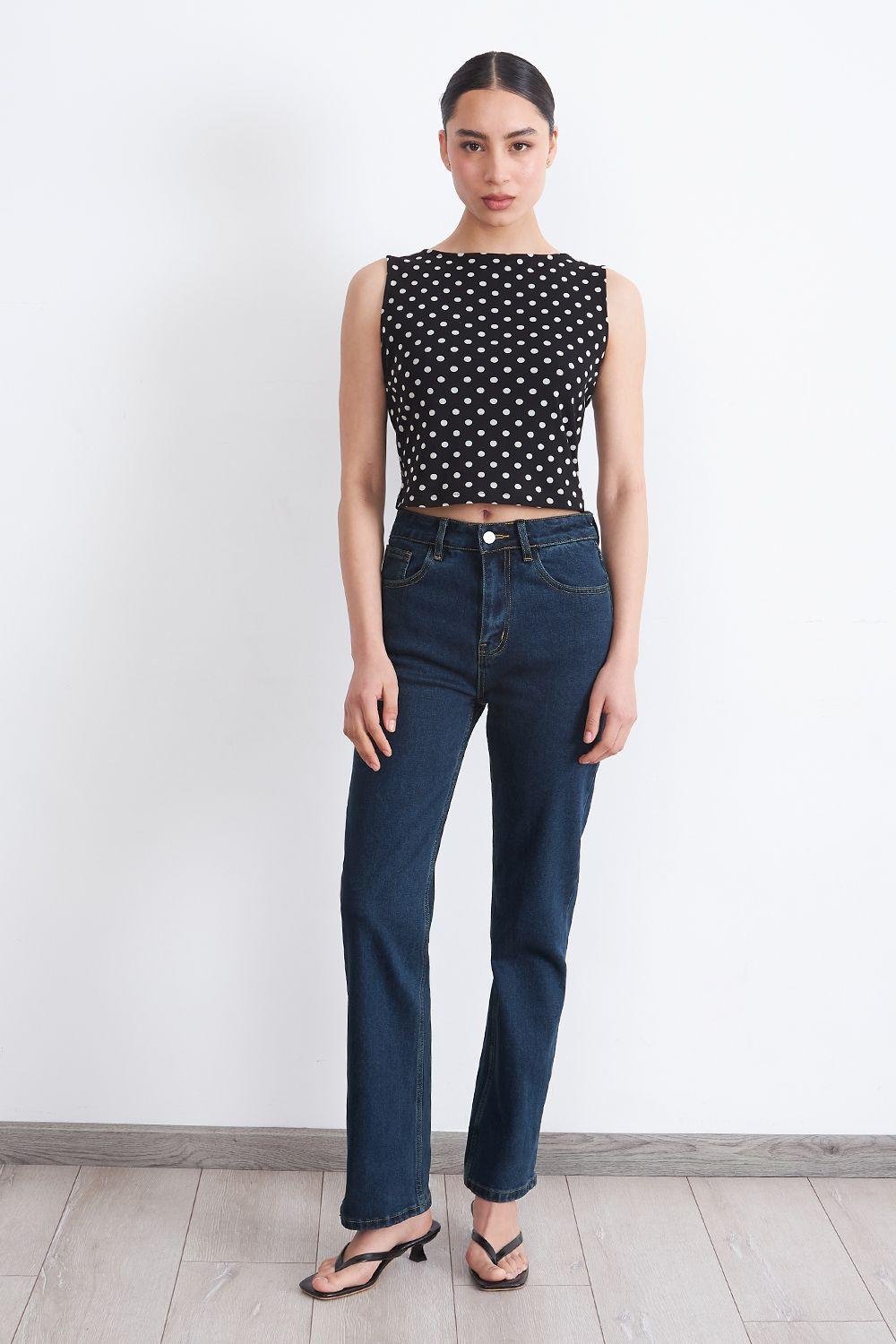 Jeans Básico Recto Azul Marino Nicopoly-1