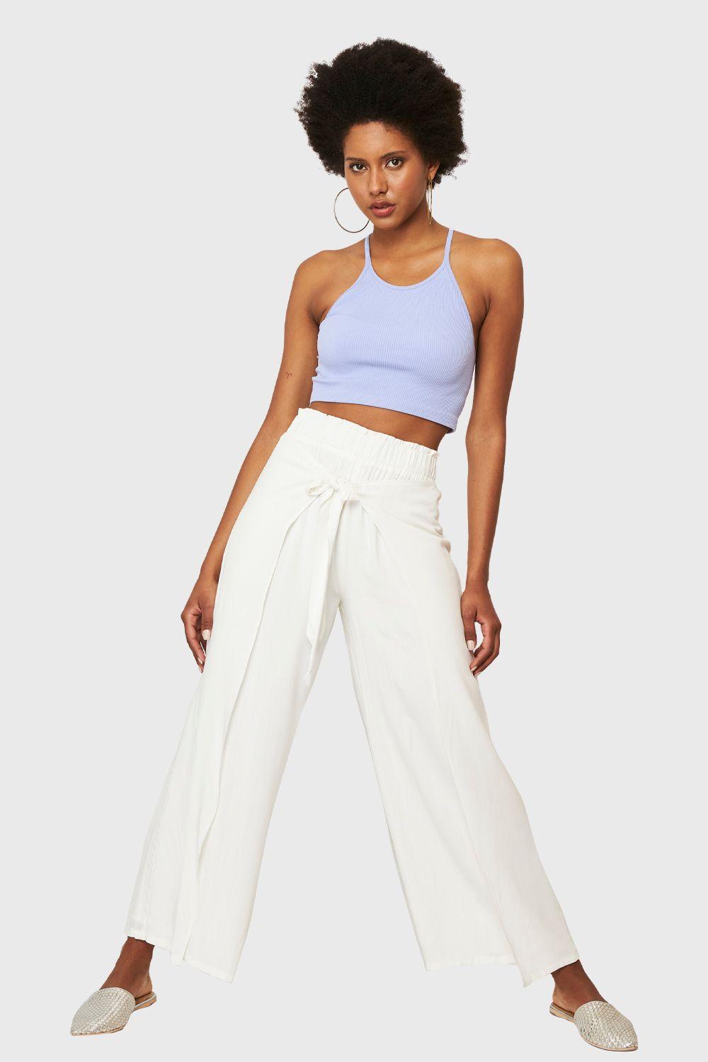 Pantalón Palazzo Lazo Frontal Blanco Nicopoly-1