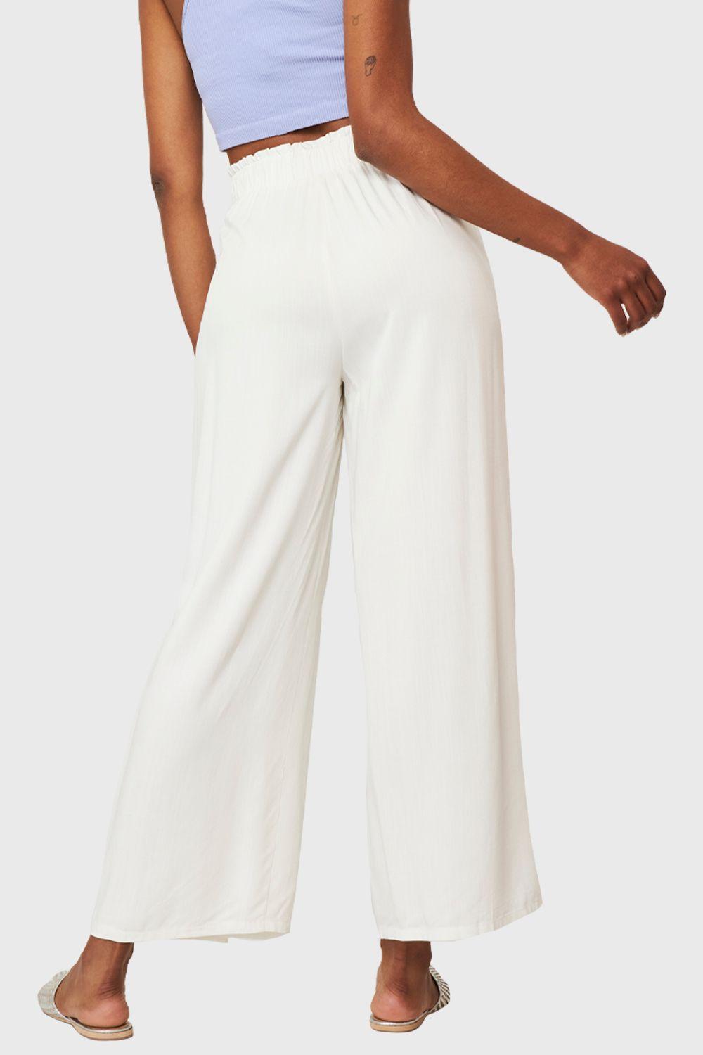 Pantalón Palazzo Lazo Frontal Blanco Nicopoly-3