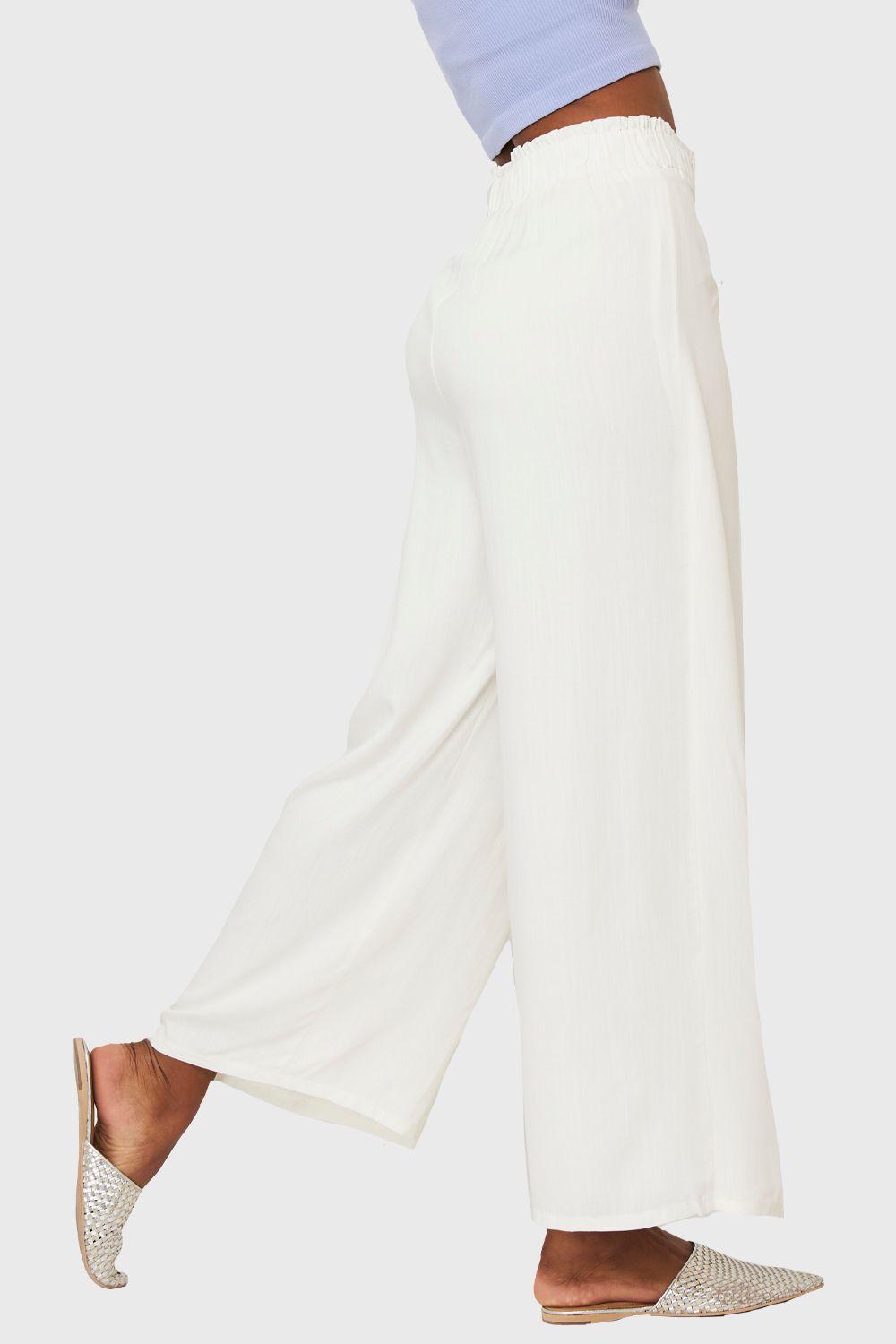 Pantalón Palazzo Lazo Frontal Blanco Nicopoly-2