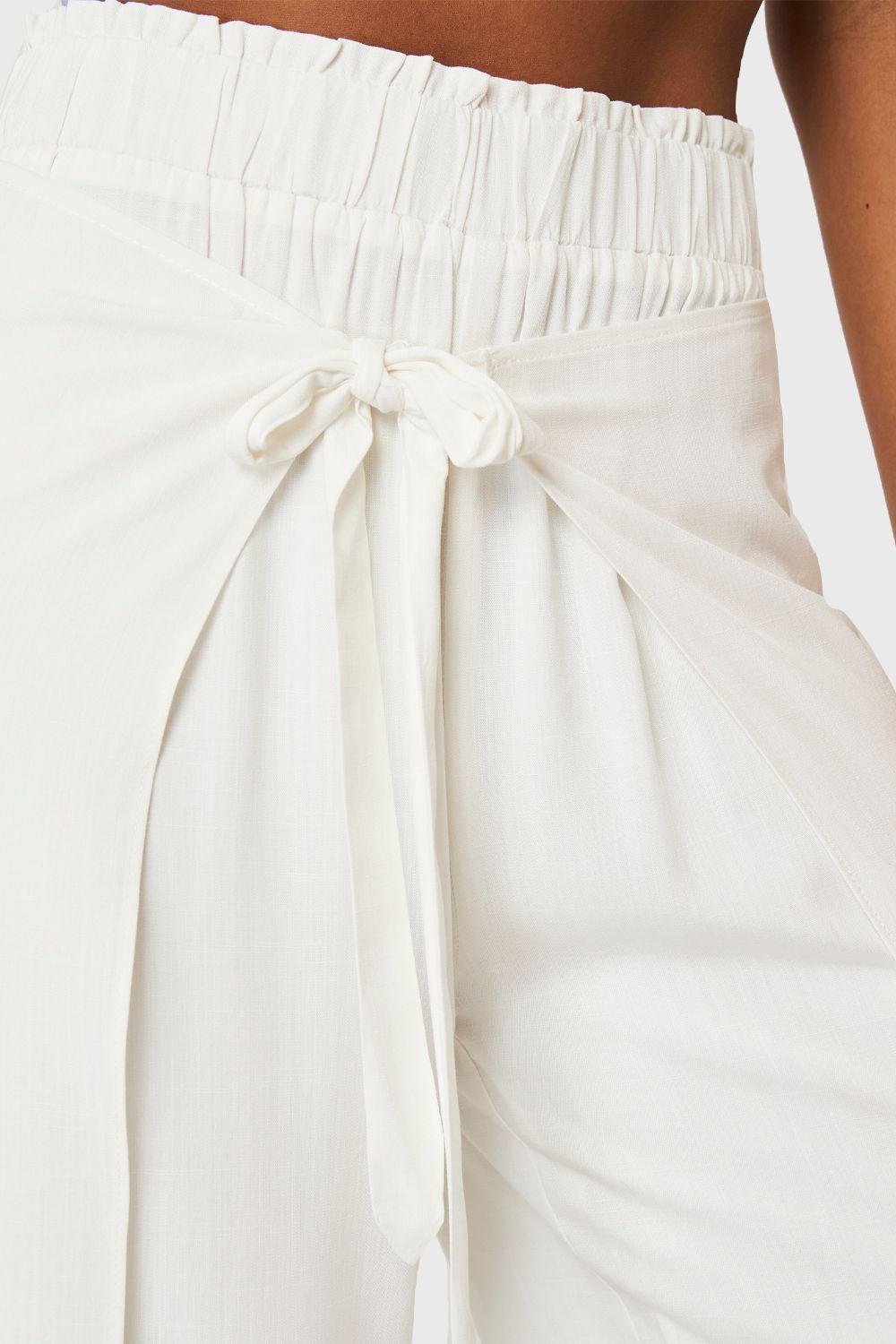 Pantalón Palazzo Lazo Frontal Blanco Nicopoly-5