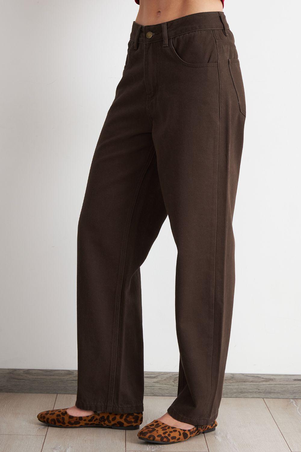 Jeans Rectos Tiro Alto Café Nicopoly-2