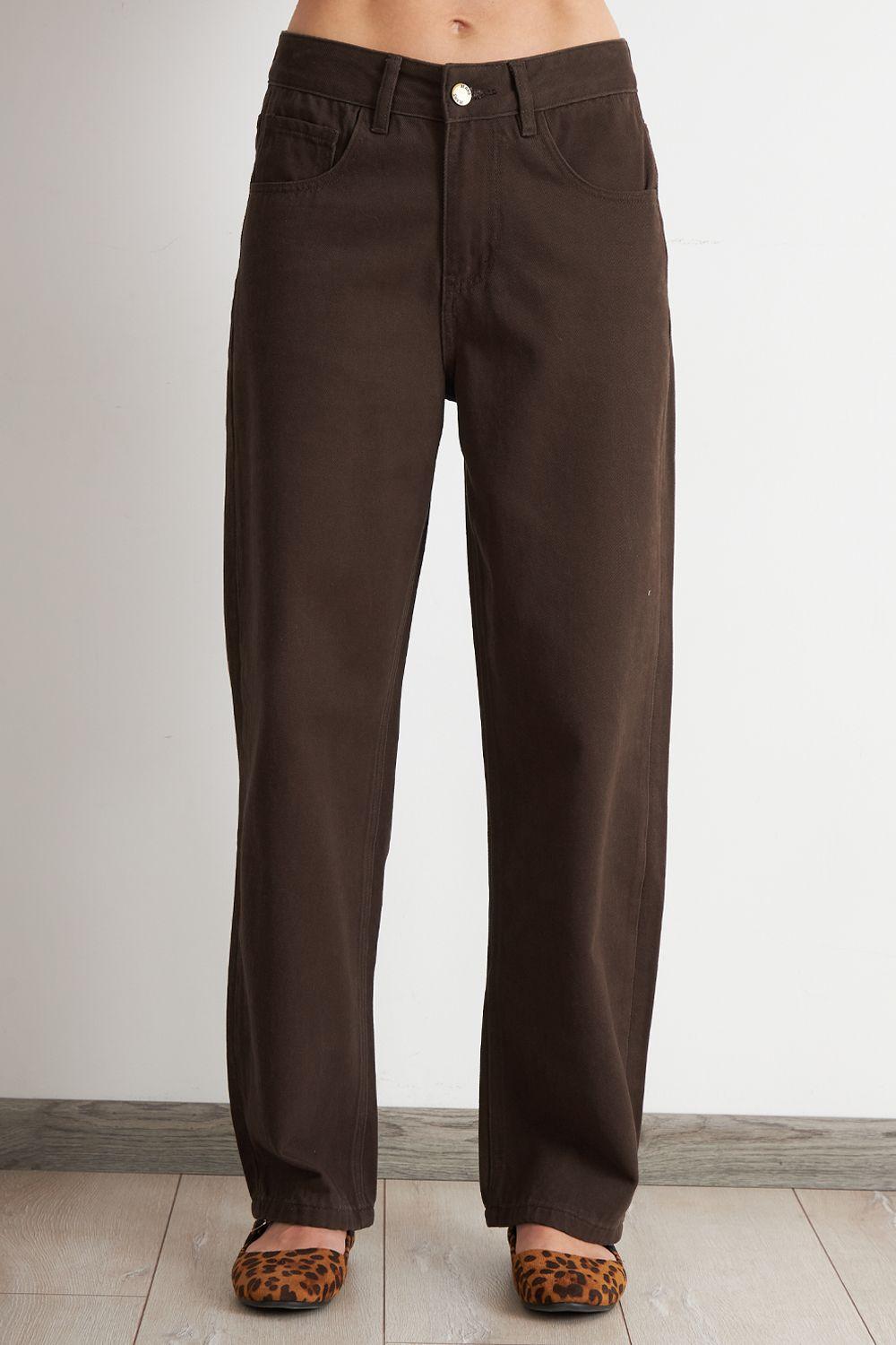 Jeans Rectos Tiro Alto Café Nicopoly-4