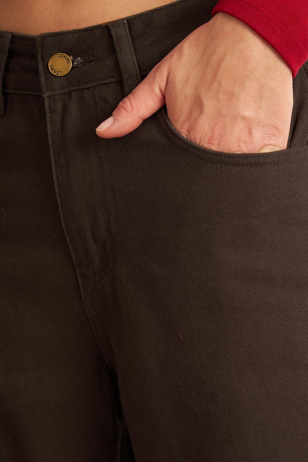 Jeans Rectos Tiro Alto Café Nicopoly-5