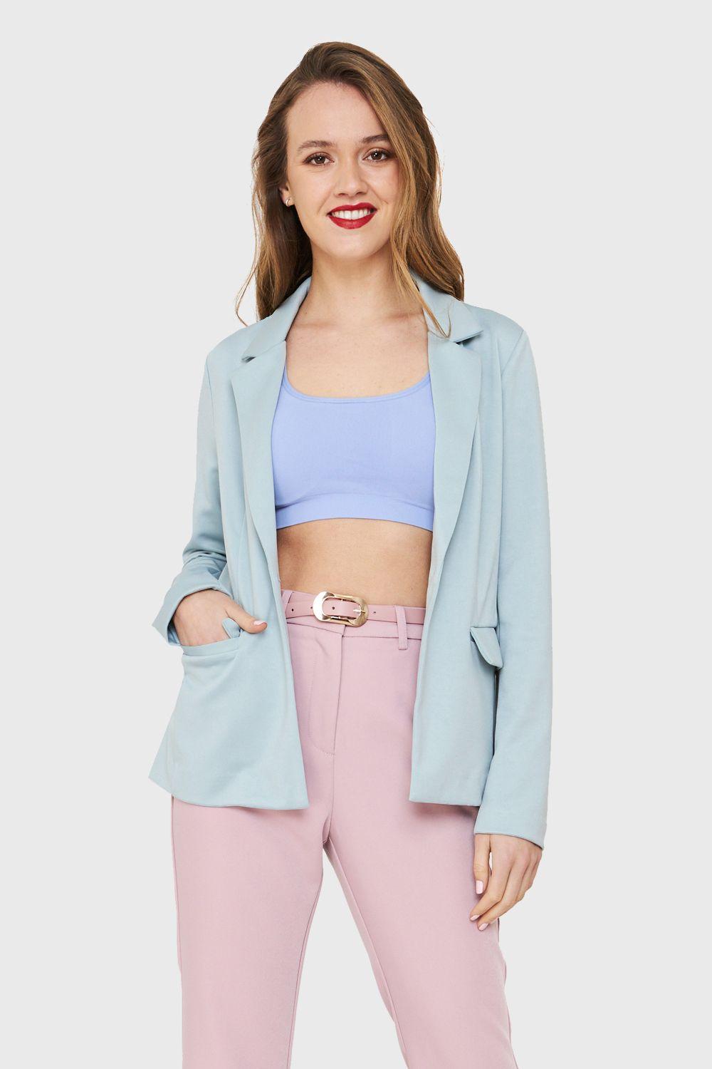 Blazer Bolsillos Celeste Nicopoly-4