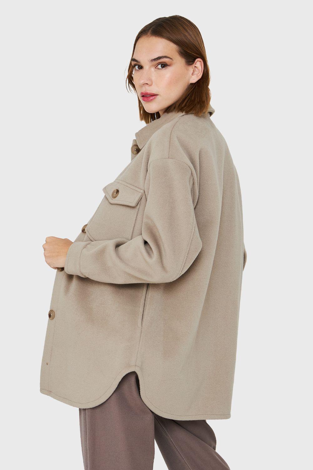 Chaqueta Bolsillos Frontales Taupe Nicopoly-3