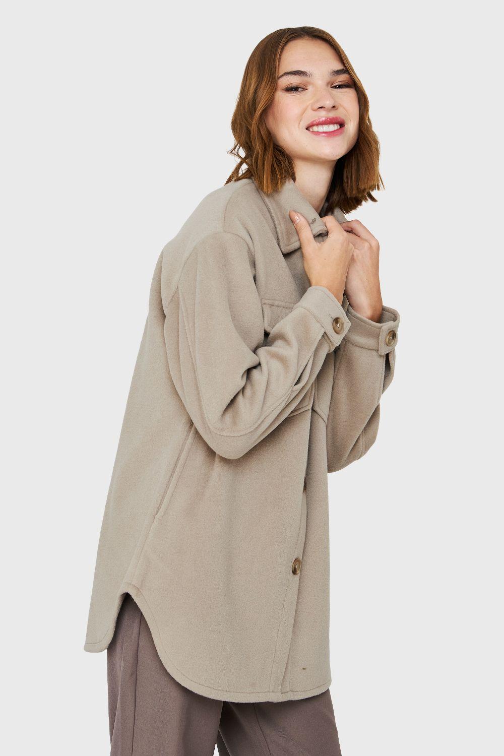 Chaqueta Bolsillos Frontales Taupe Nicopoly-2