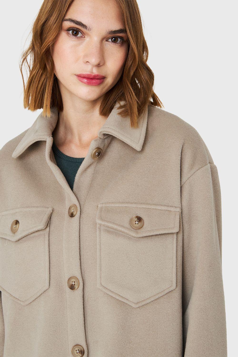 Chaqueta Bolsillos Frontales Taupe Nicopoly-5