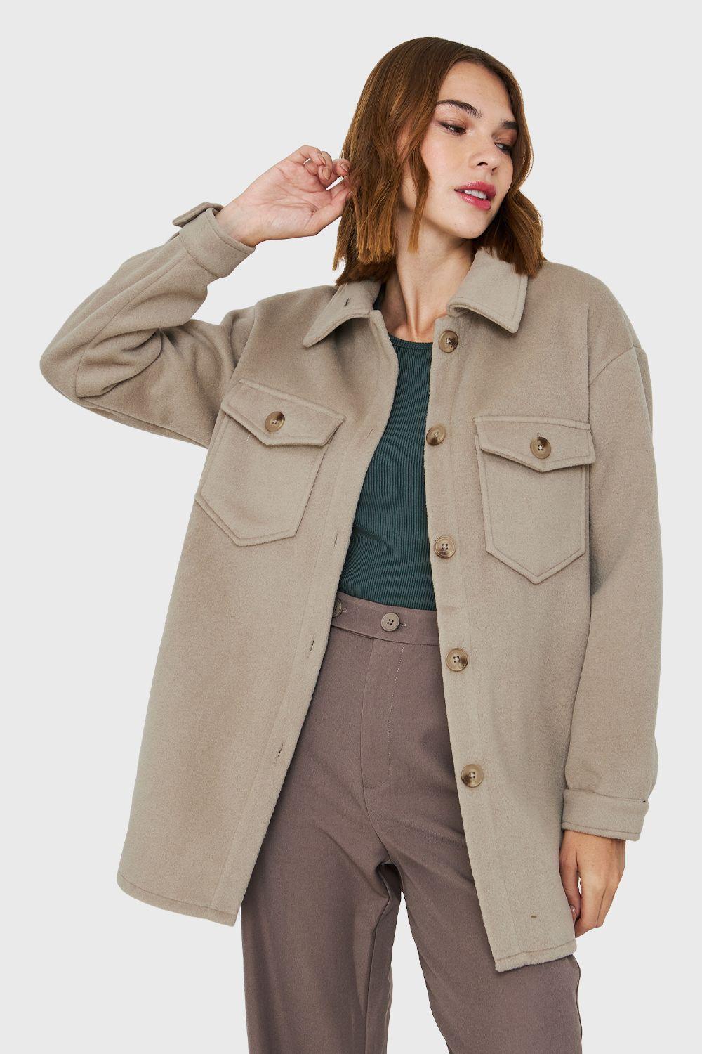 Chaqueta Bolsillos Frontales Taupe Nicopoly-0