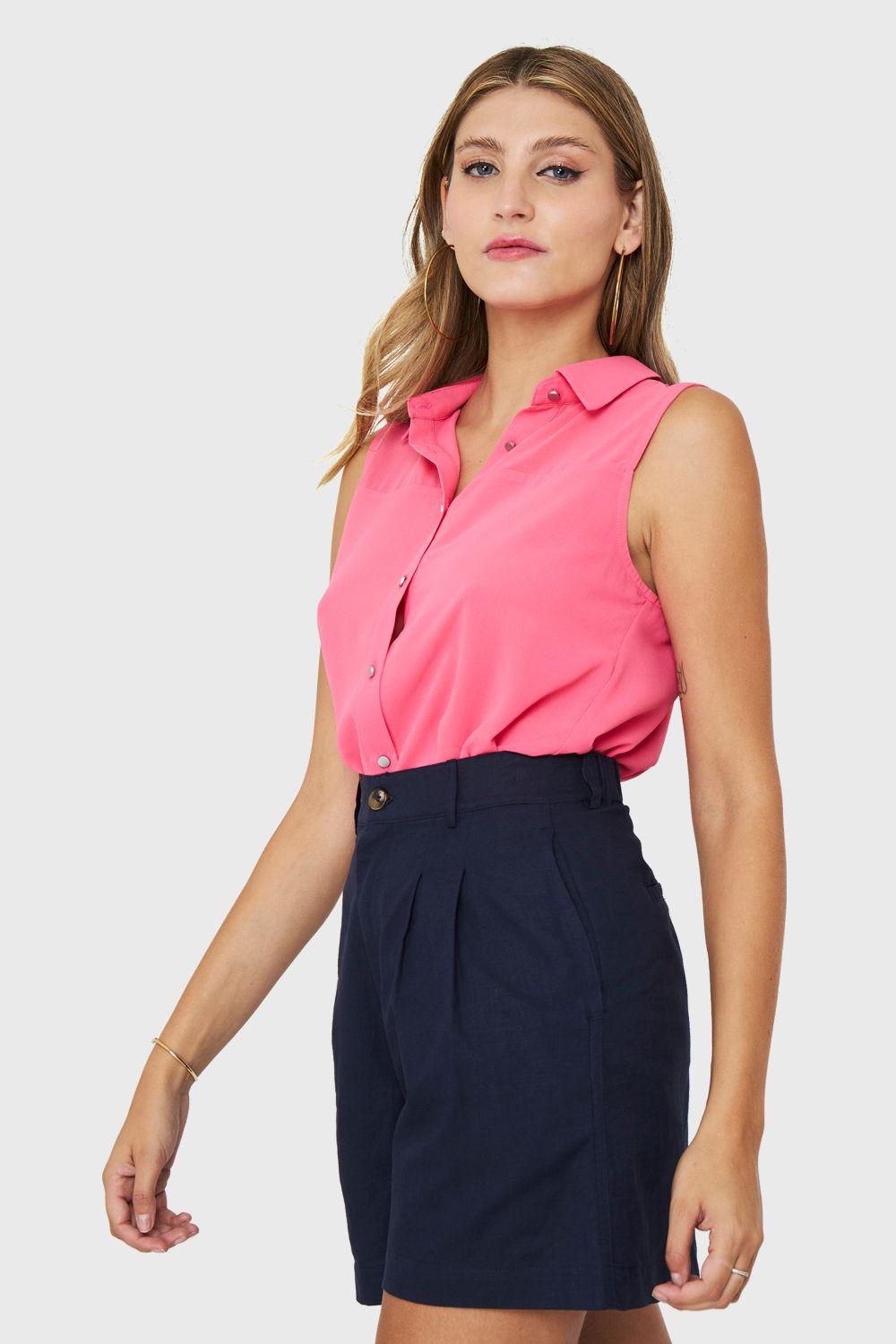 Blusa Botones Metálicos Fucsia Nicopoly-2