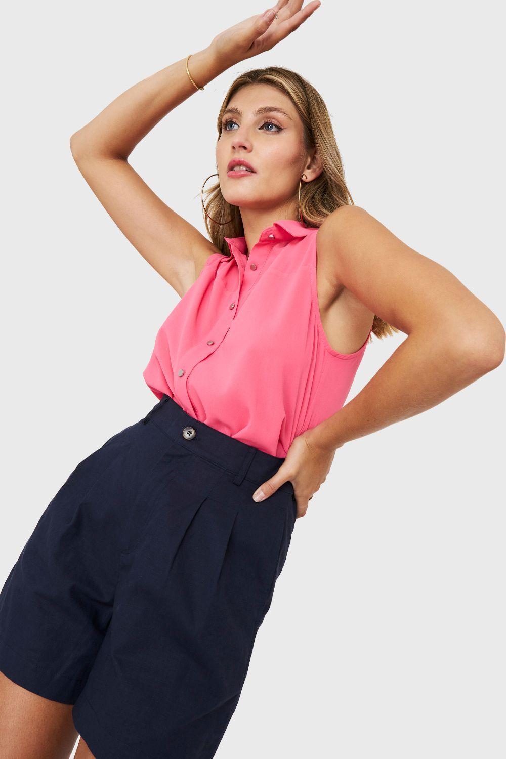 Blusa Botones Metálicos Fucsia Nicopoly-4