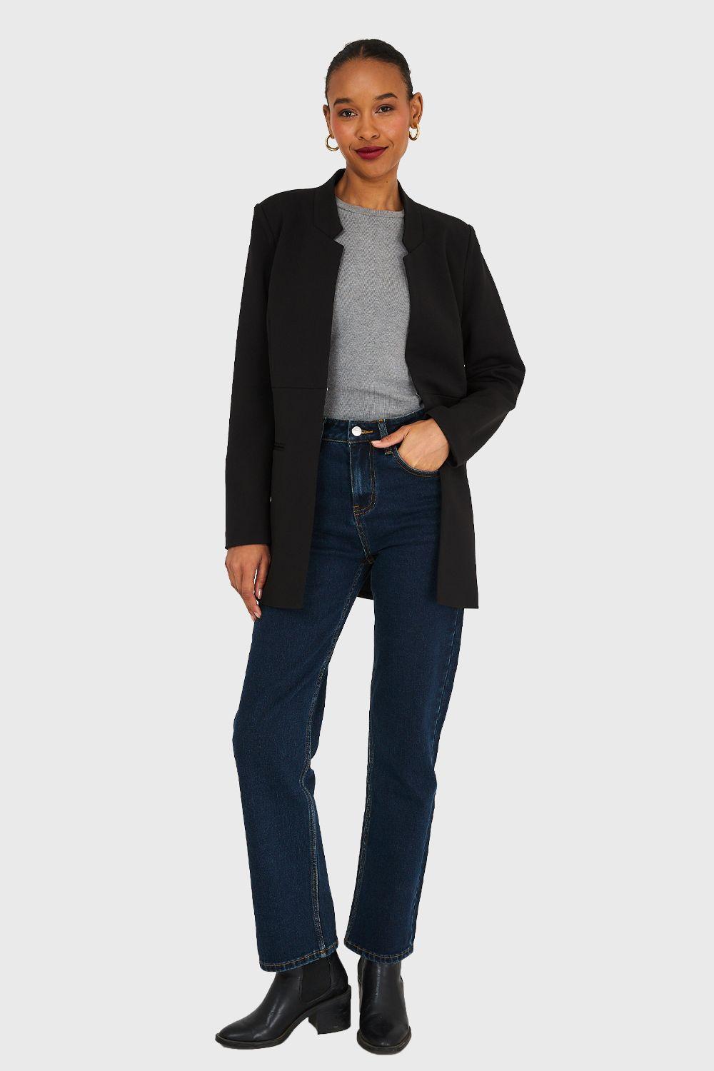 Blazer Cuello Mao Negro Nicopoly-1