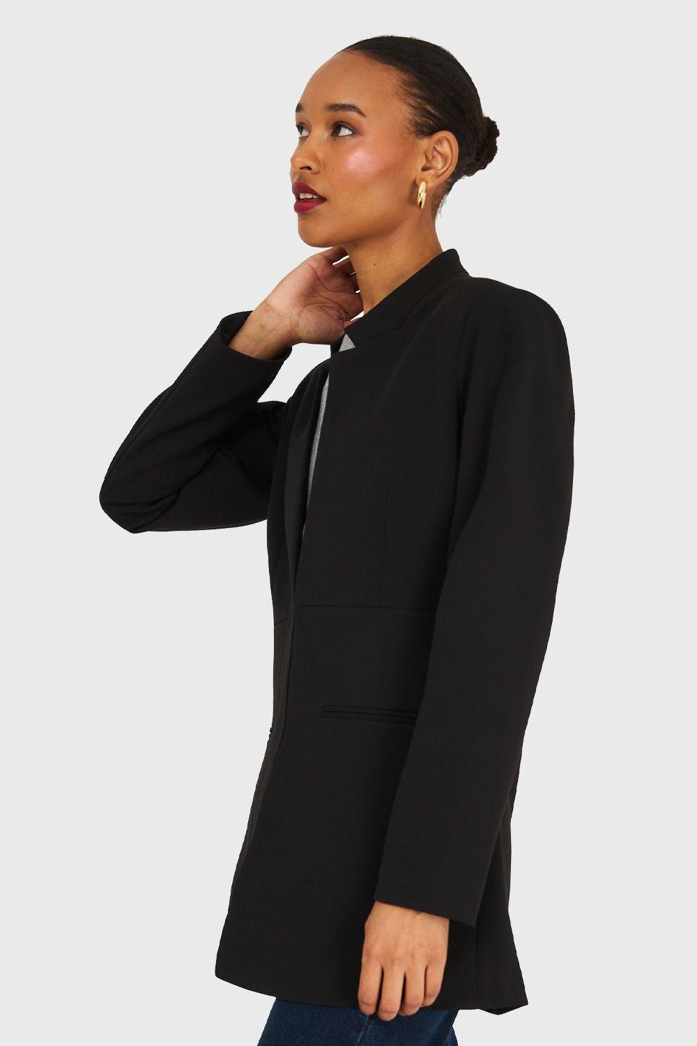 Blazer Cuello Mao Negro Nicopoly-2