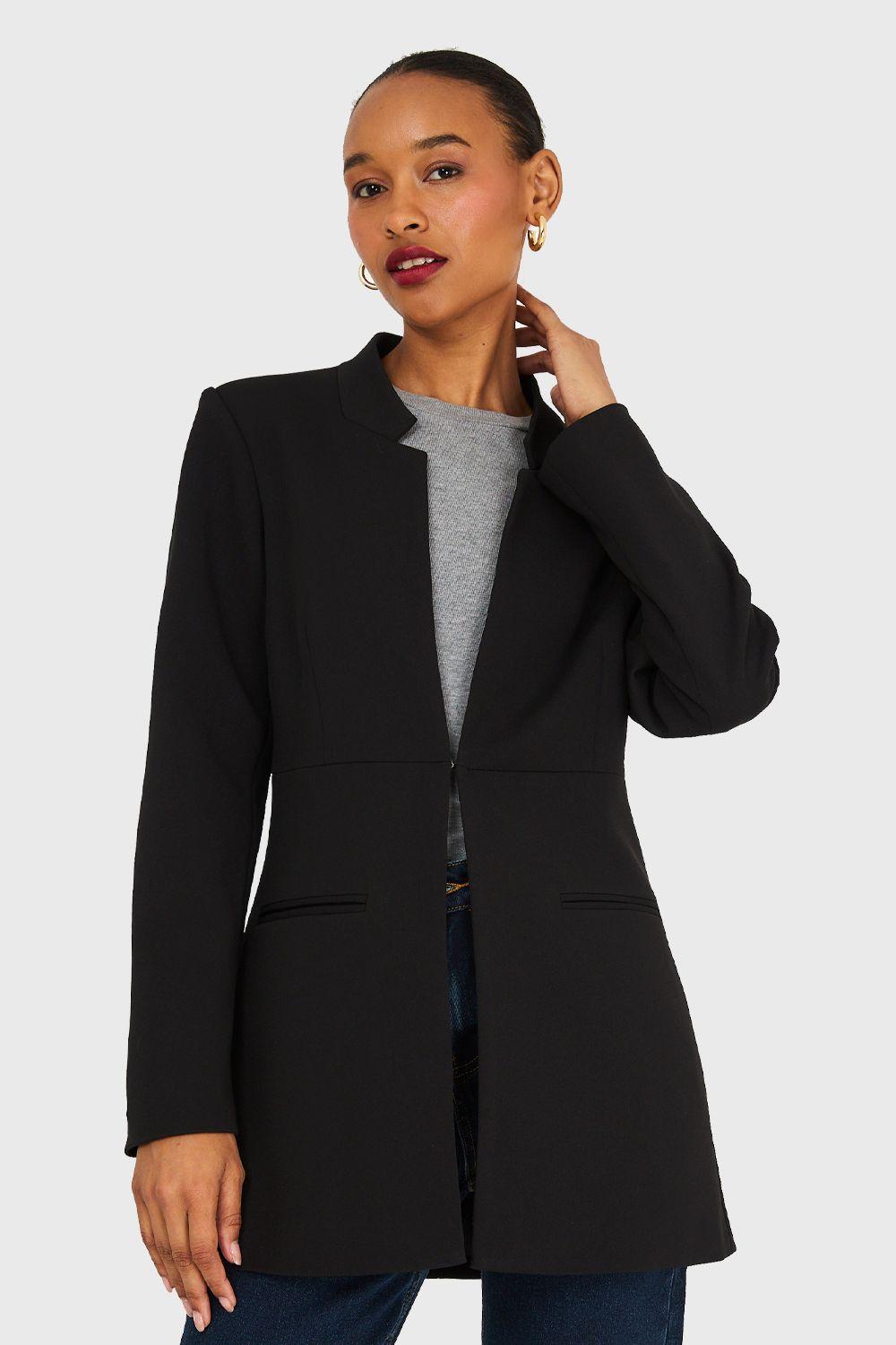Blazer Cuello Mao Negro Nicopoly-4