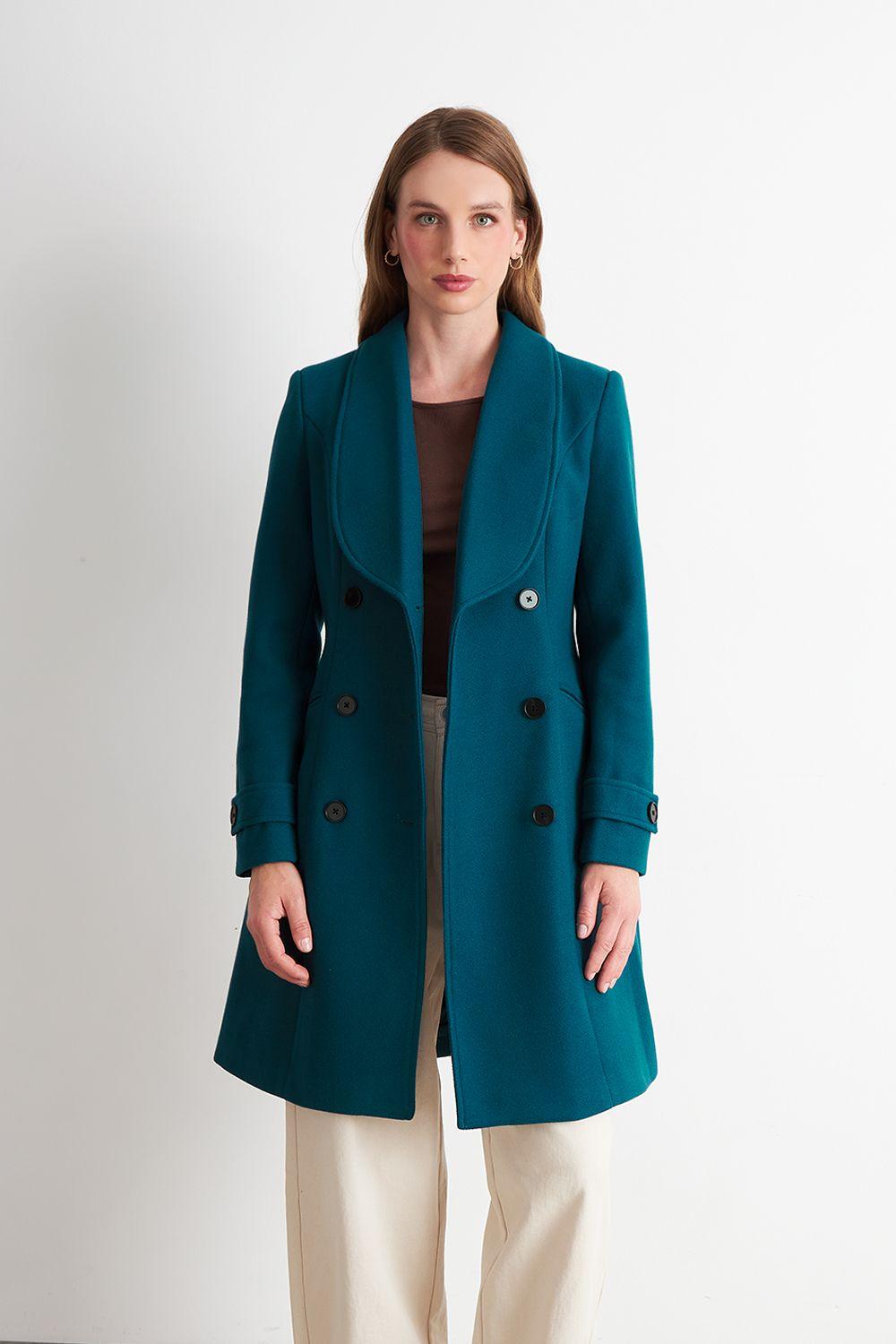 Abrigo Solapa Redonda Verde Petróleo Nicopoly-0