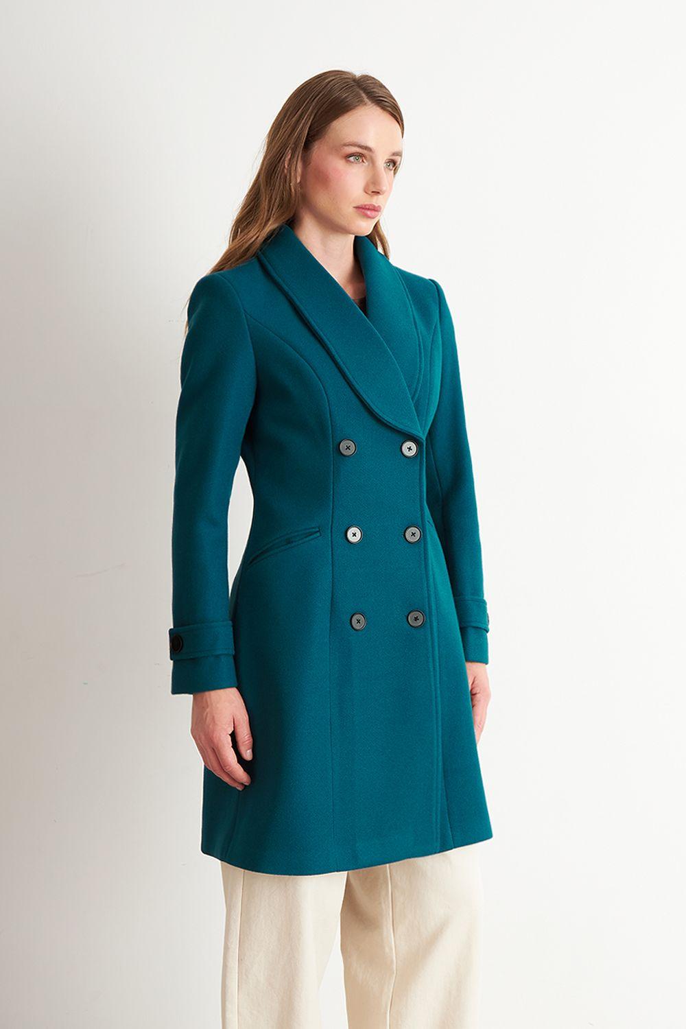 Abrigo Solapa Redonda Verde Petróleo Nicopoly-2