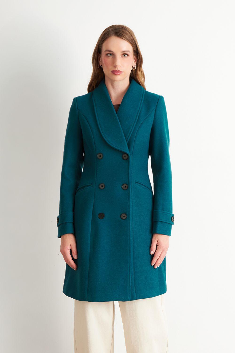 Abrigo Solapa Redonda Verde Petróleo Nicopoly-4