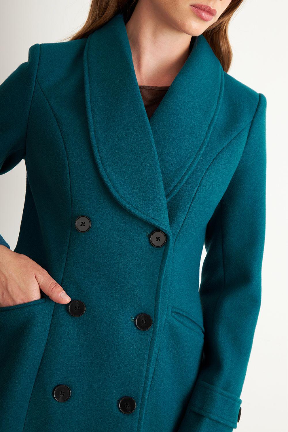 Abrigo Solapa Redonda Verde Petróleo Nicopoly-5