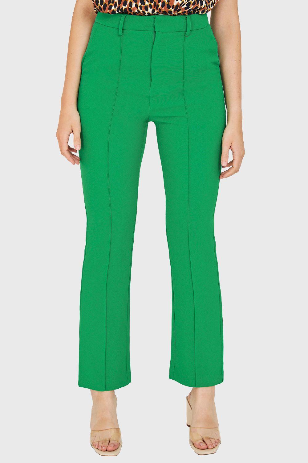 Pantalón Costuras Frontales Recto Verde Nicopoly-4