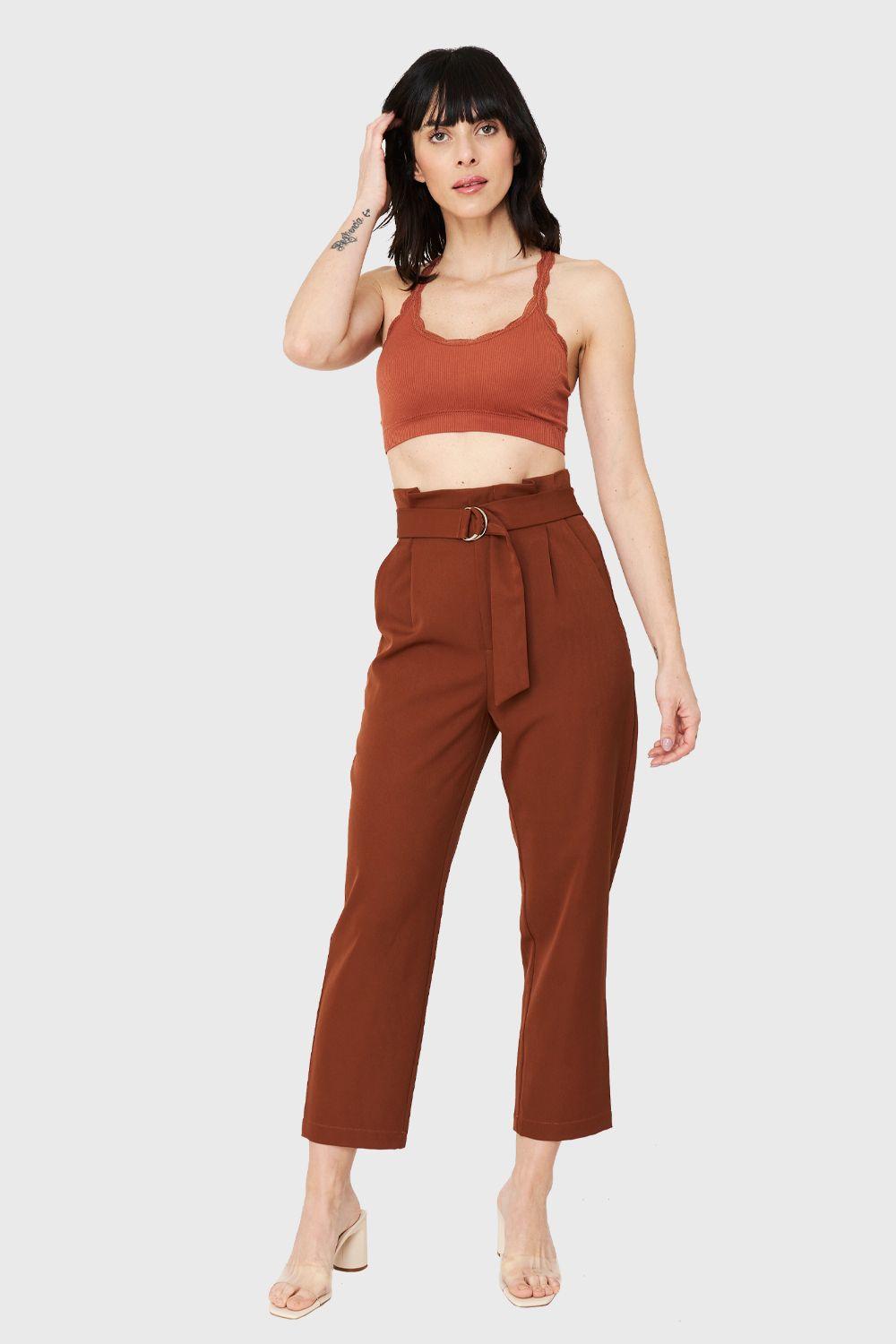 Pantalón Lazo Hebilla Café Oscuro Nicopoly-1