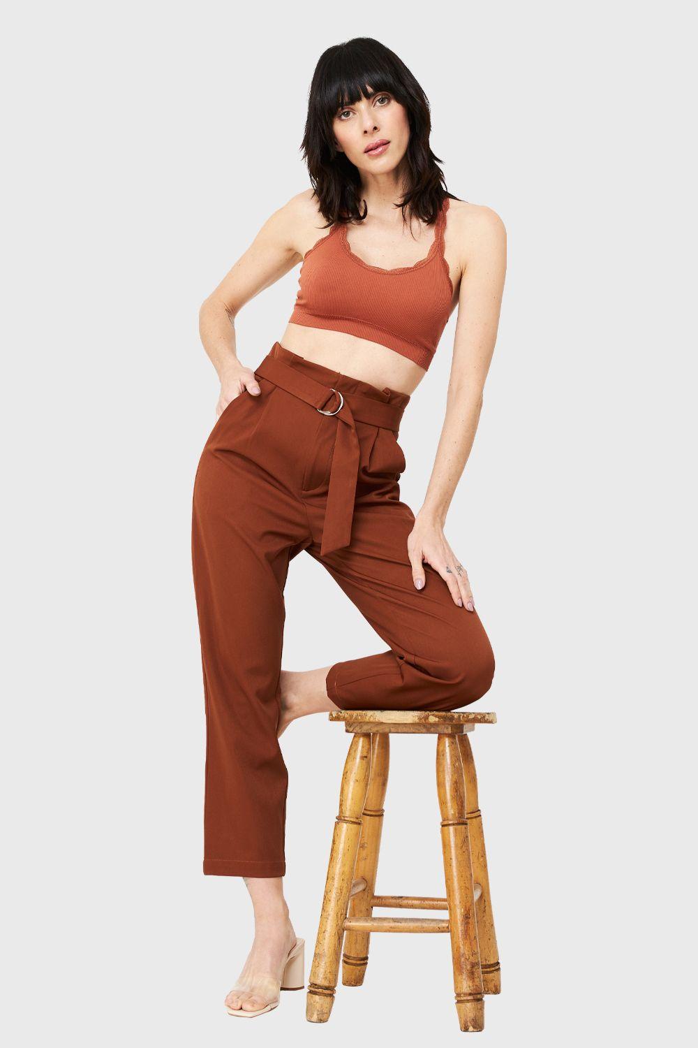 Pantalón Lazo Hebilla Café Oscuro Nicopoly-4