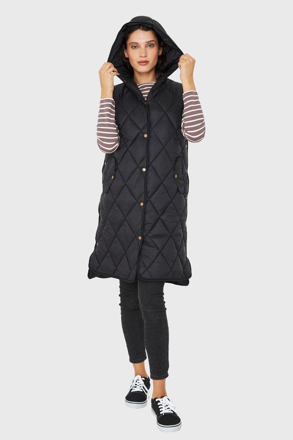 Parka Sin Mangas Quilt Negro Nicopoly-1