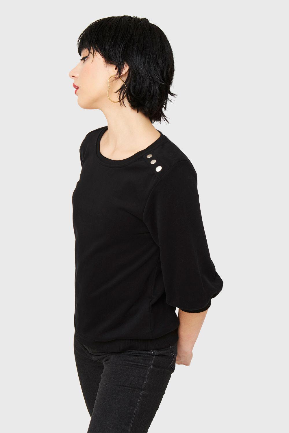 Polerón Manga Julieta 3/4 Negro Nicopoly-2