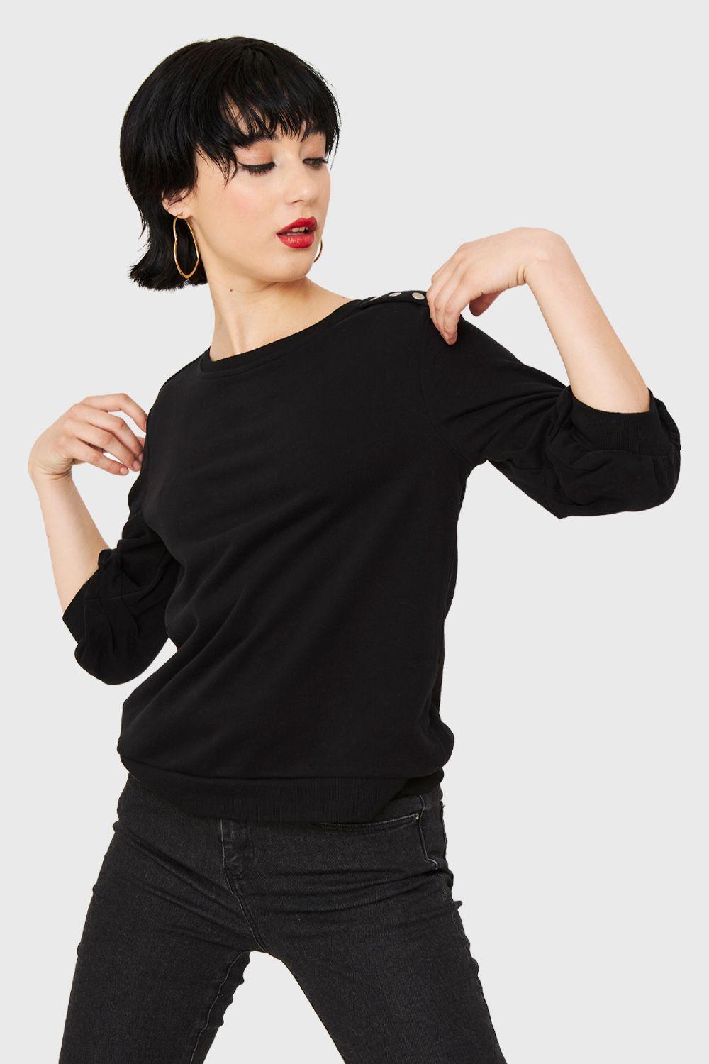 Polerón Manga Julieta 3/4 Negro Nicopoly-0