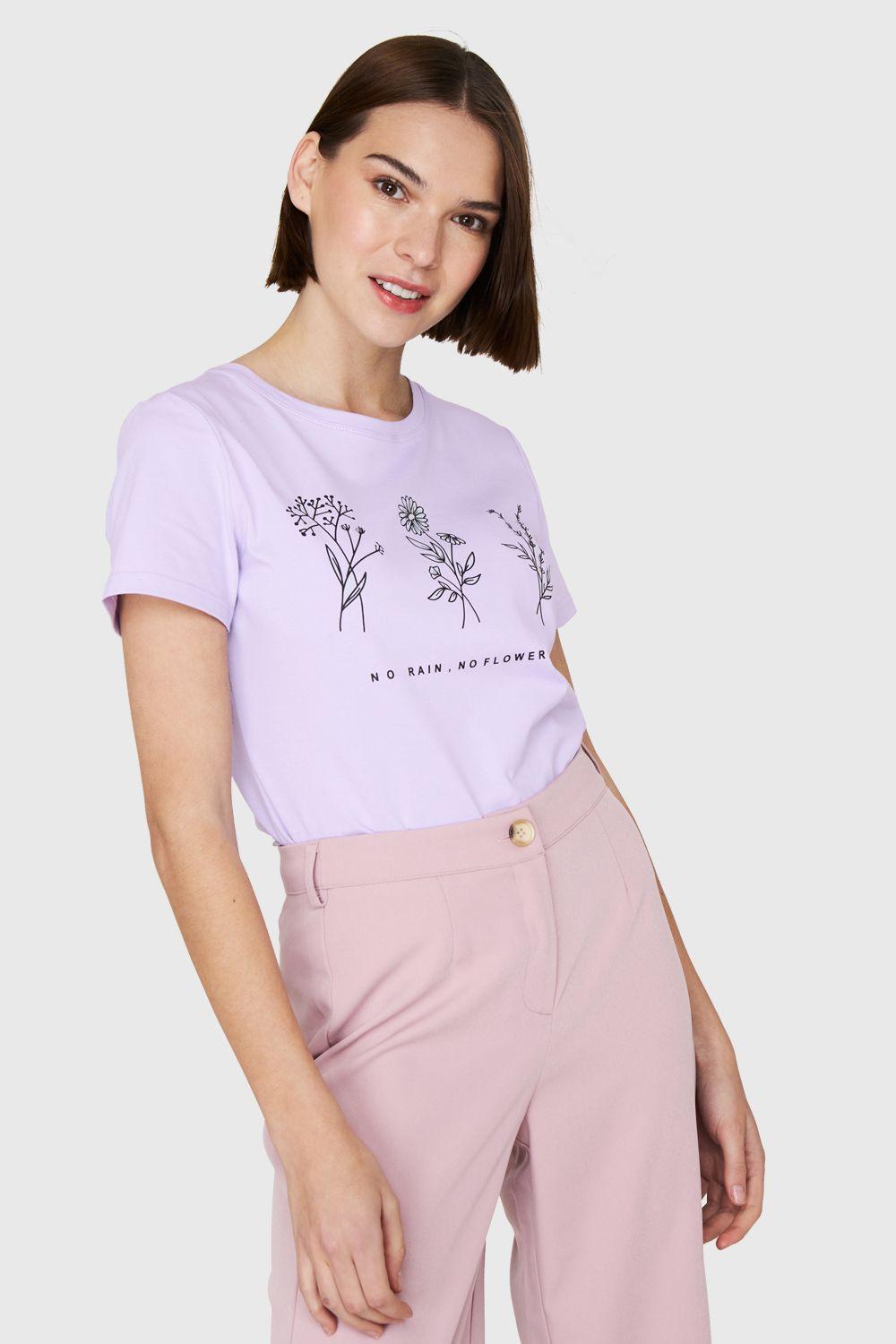 Polera Estampado Flores Campo Lila Nicopoly-0