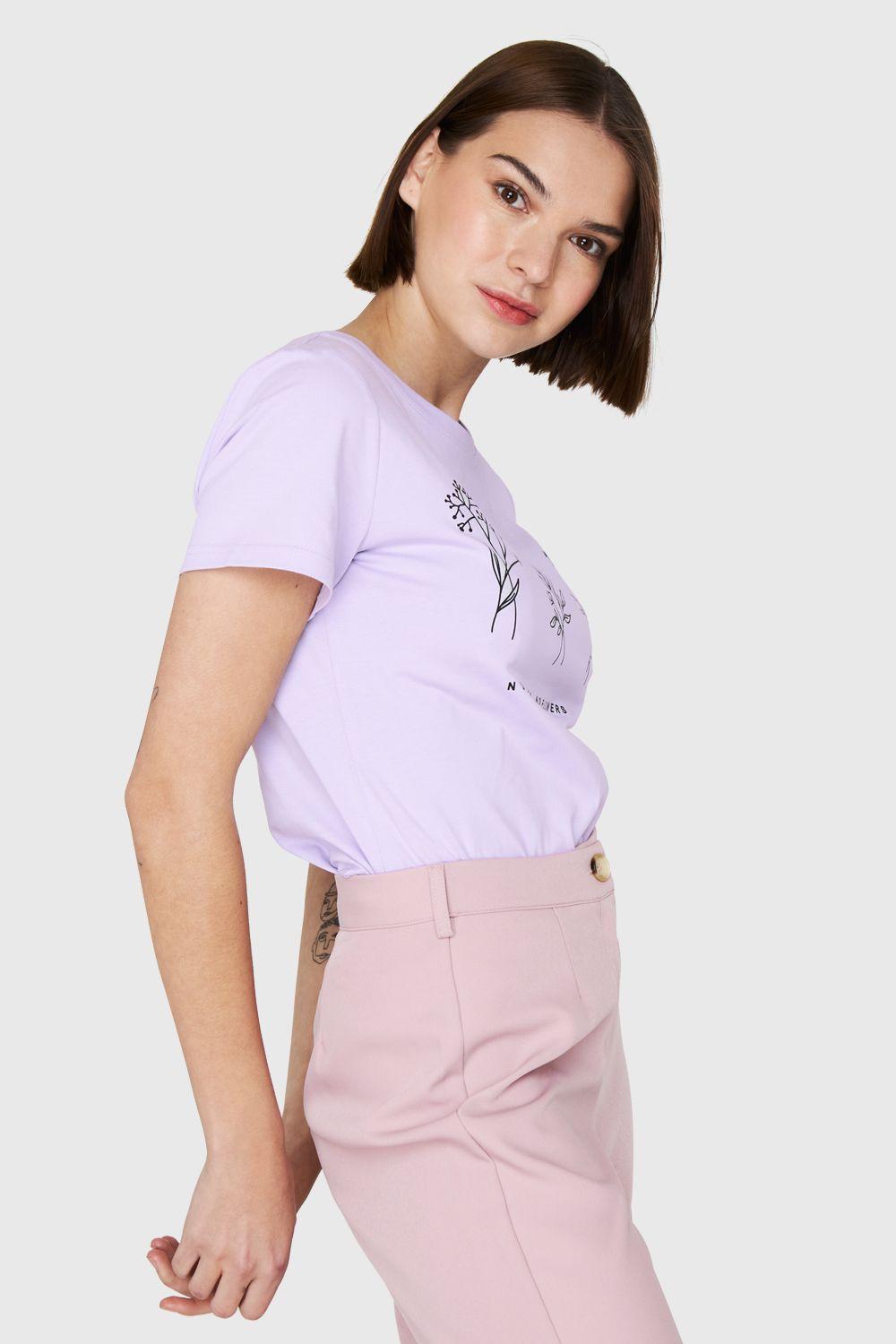 Polera Estampado Flores Campo Lila Nicopoly-2