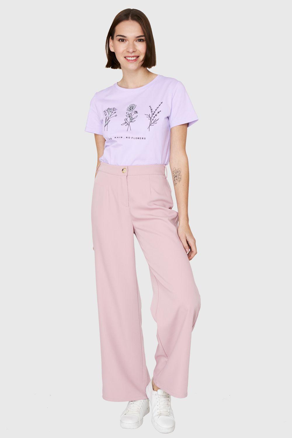 Polera Estampado Flores Campo Lila Nicopoly-1