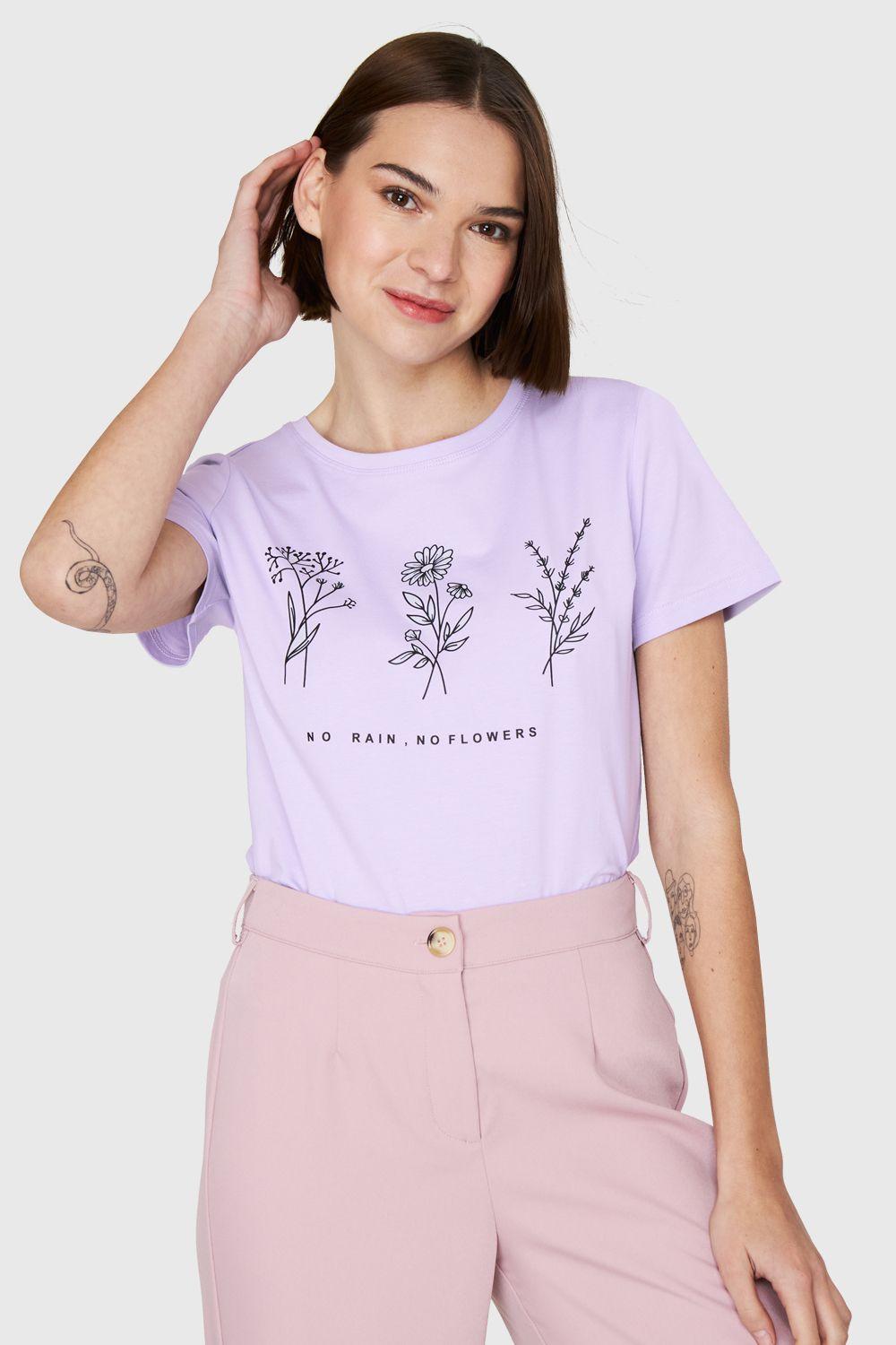Polera Estampado Flores Campo Lila Nicopoly-4