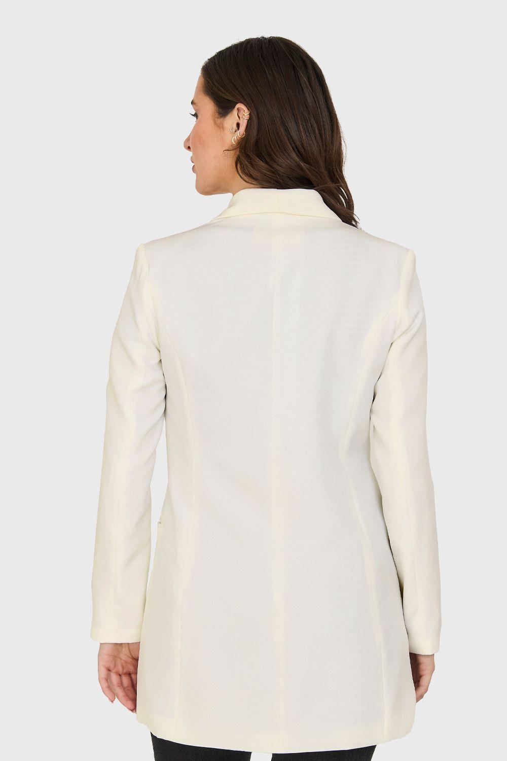 Blazer Largo 4 Botones Blanco Nicopoly-3