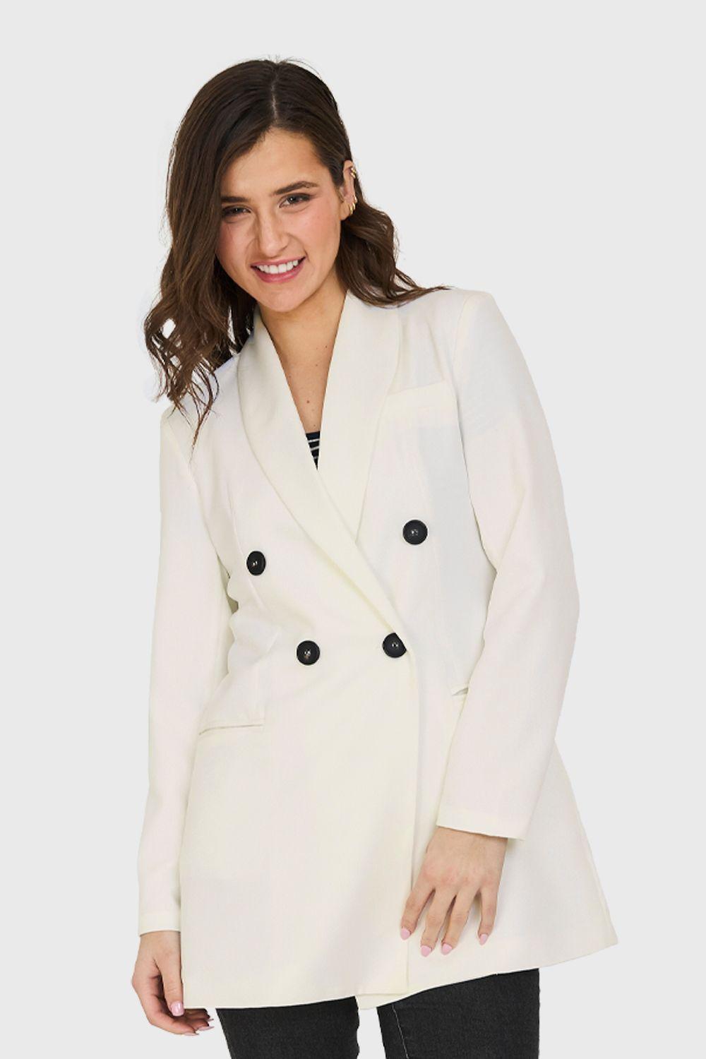 Blazer Largo 4 Botones Blanco Nicopoly-4