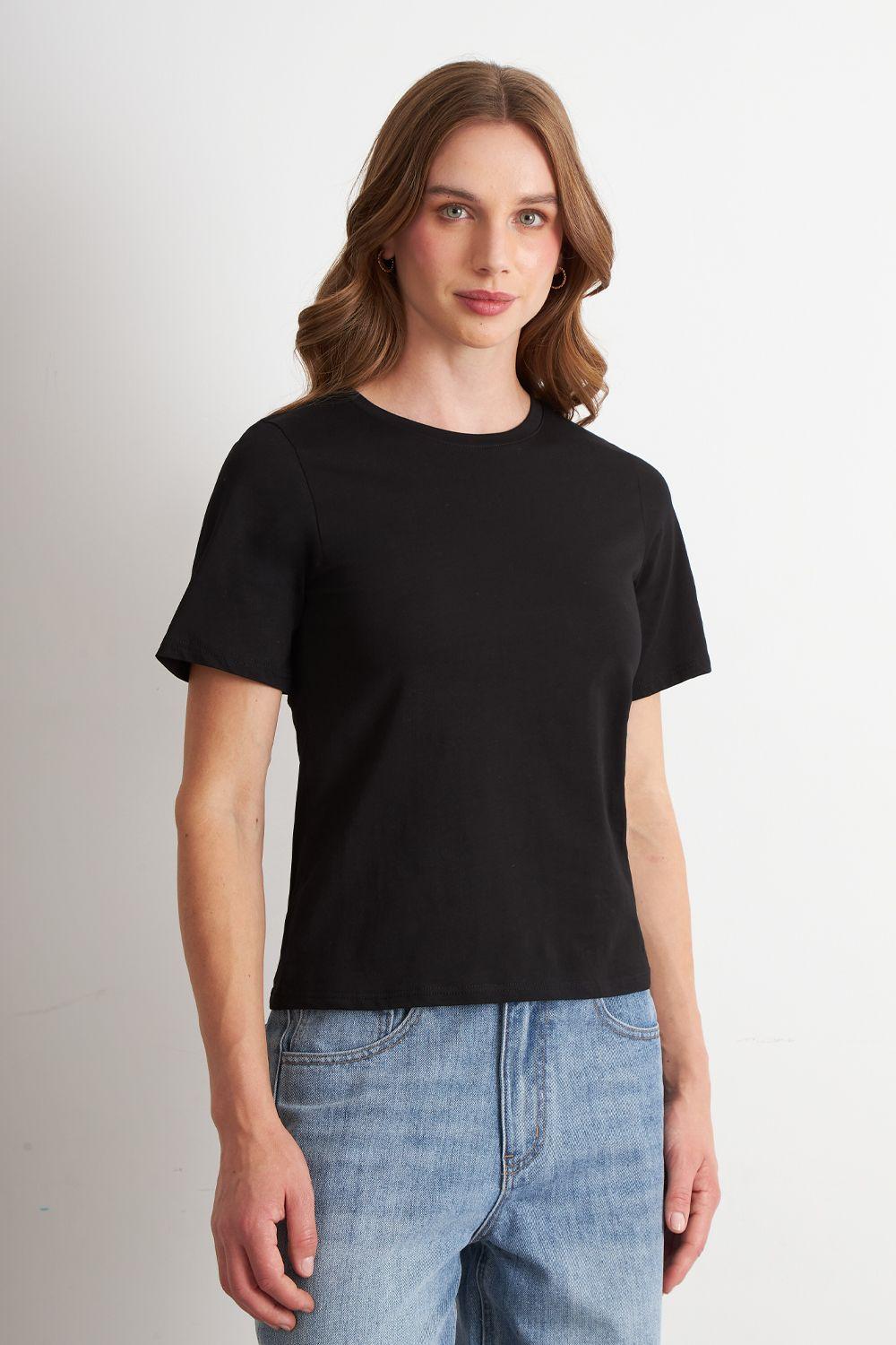 Polera Recta Manga Corta Negro Nicopoly-2