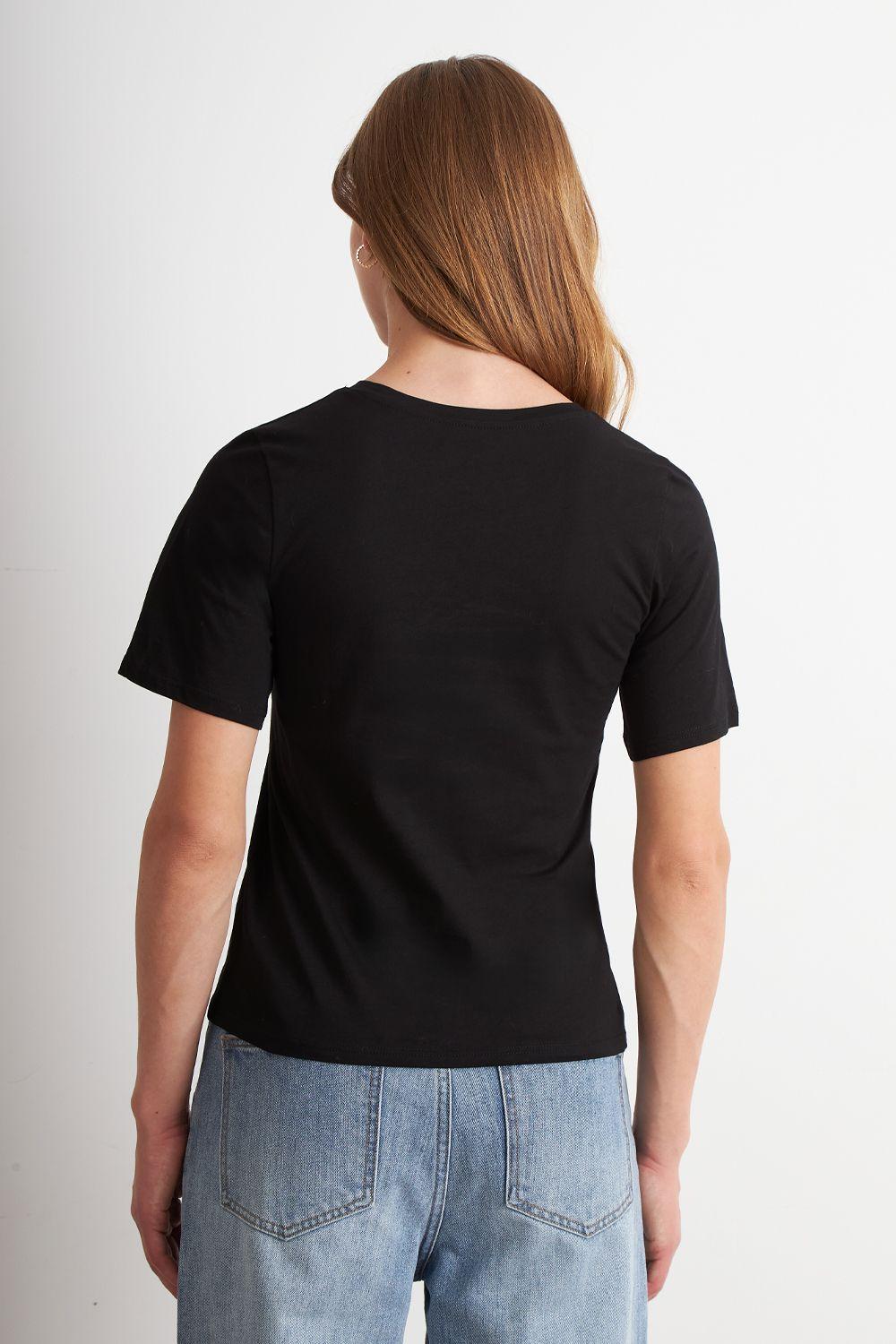 Polera Recta Manga Corta Negro Nicopoly-3