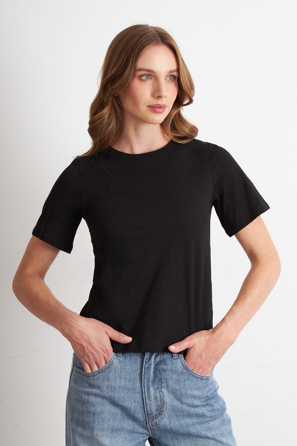 Polera Recta Manga Corta Negro Nicopoly-4