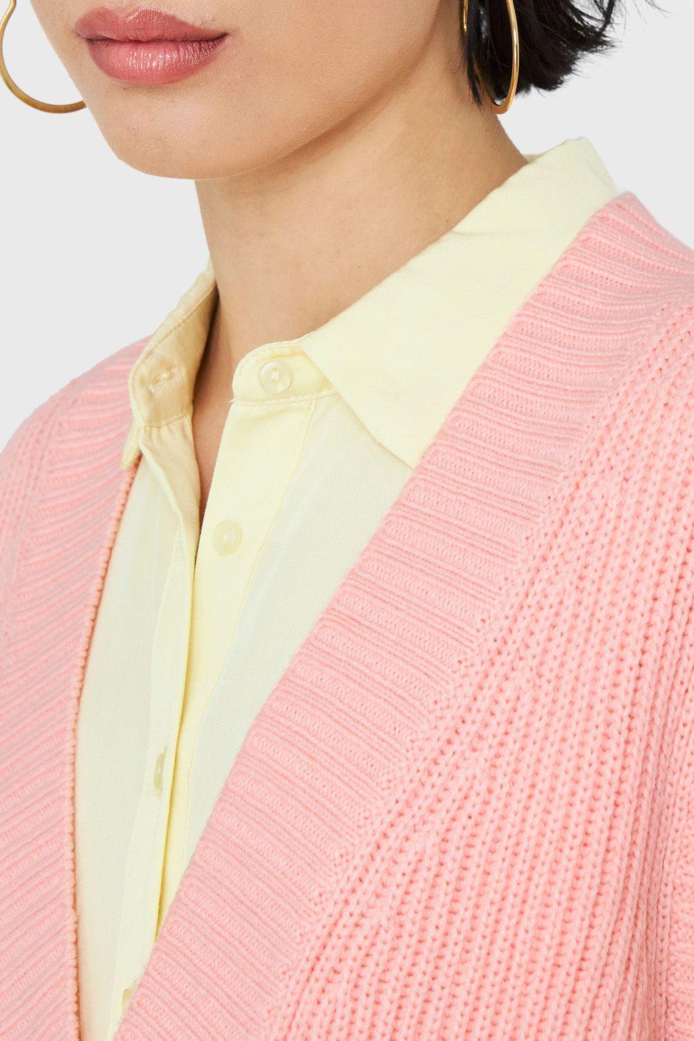 Chaleco Cuello V Oversize Rosa Nicopoly-5